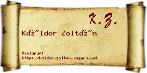 Káldor Zoltán névjegykártya